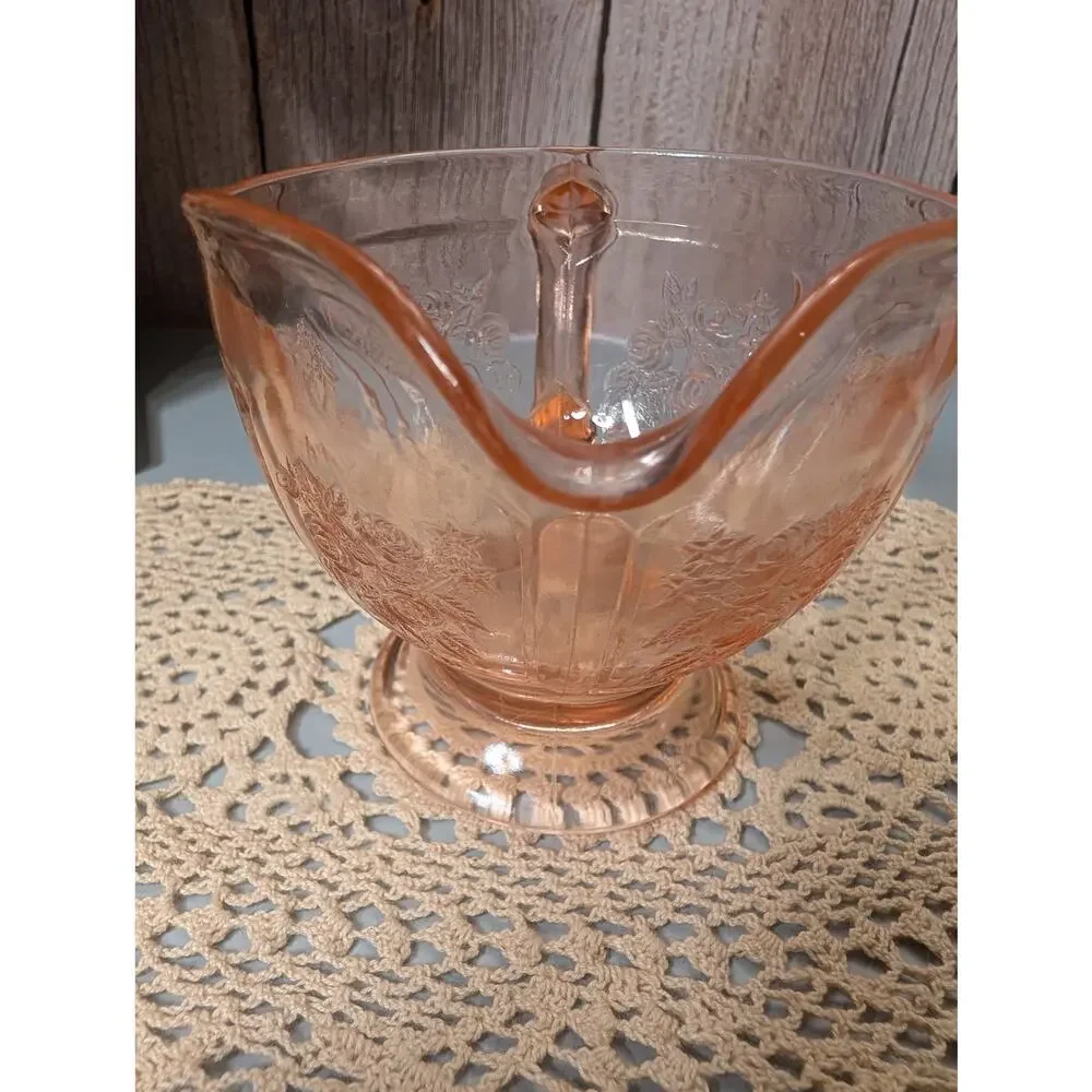 Federal Glass Pink Depression Glass Footed Creamer 